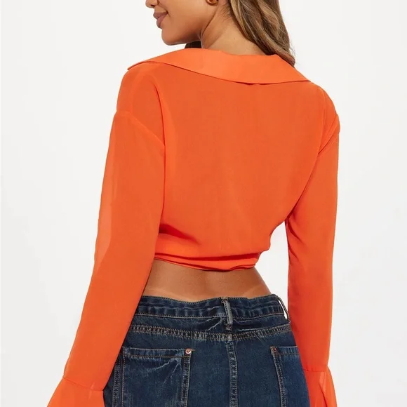 Orange Tie-Front Top - Picture 3 of 3